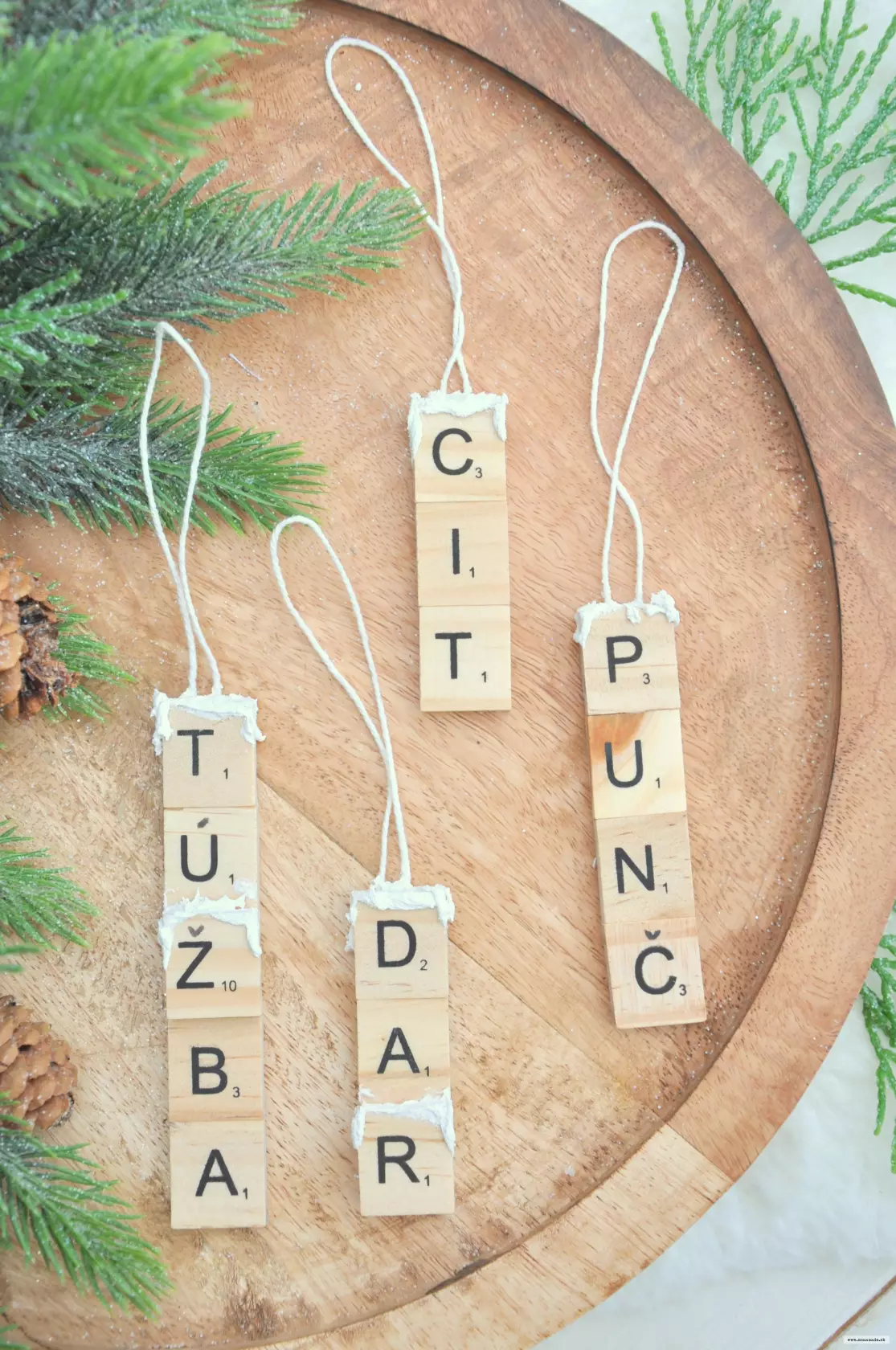 Vianočné ozdoby, písmenkové, sada č.3