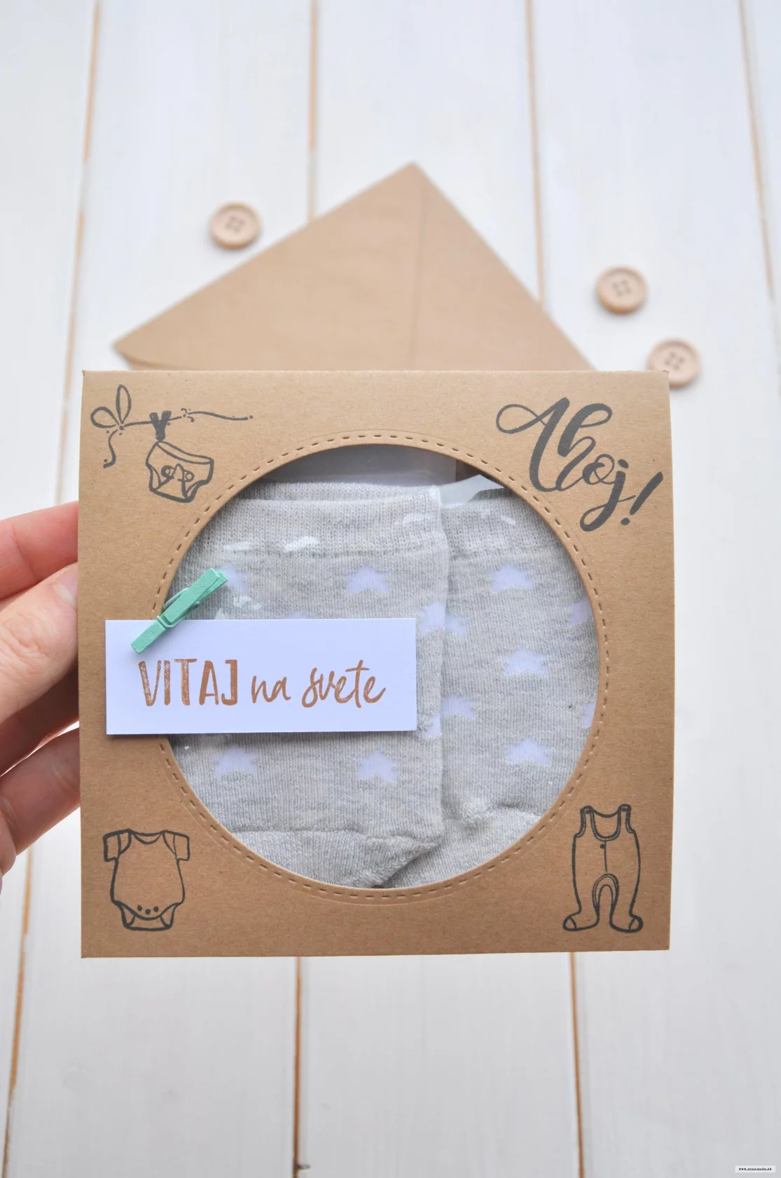 otvárací pozdrav s ponožkami, pre dievčatko