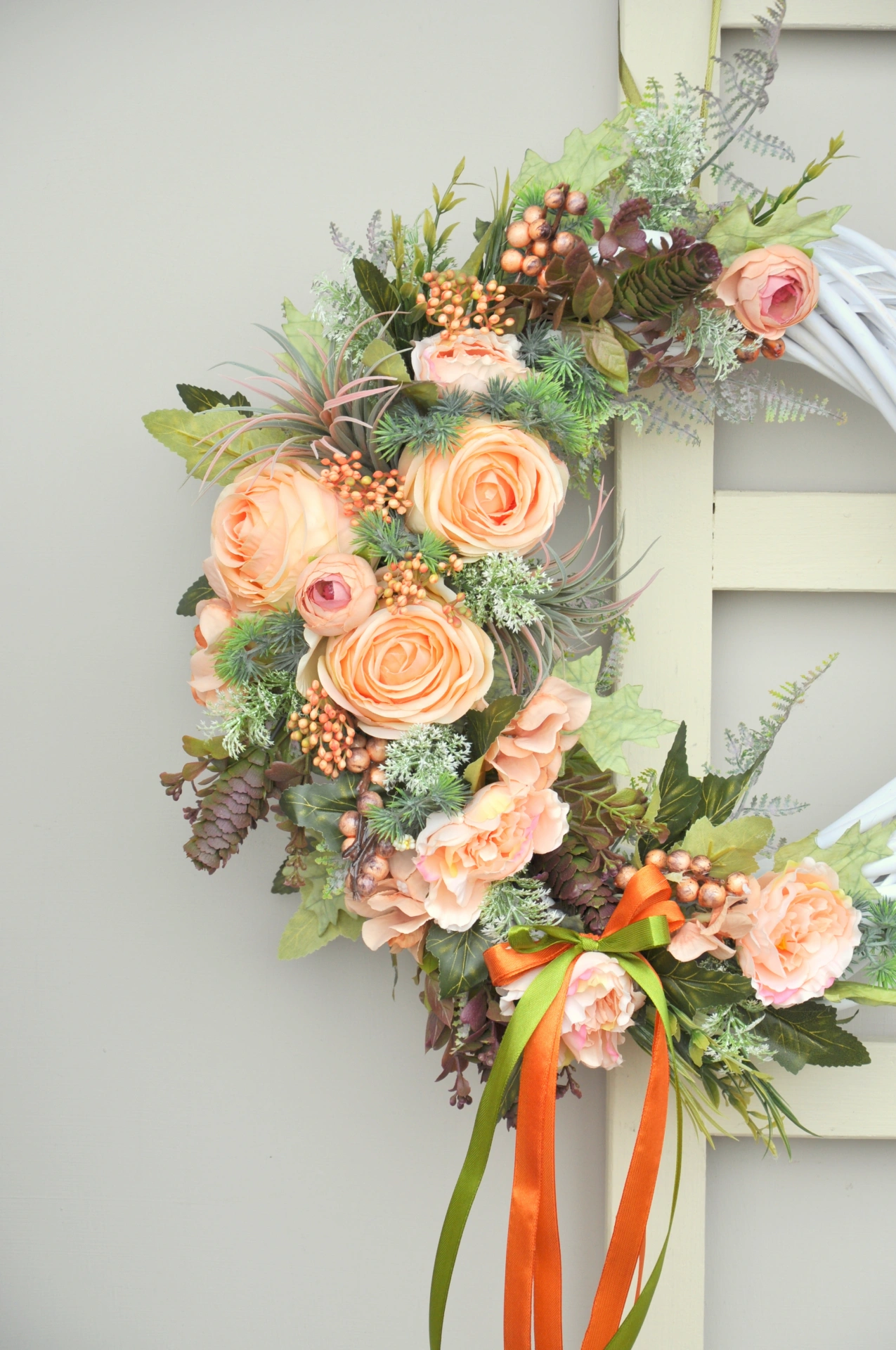Veniec v oranžových odtieňoch, s kvetinami 2