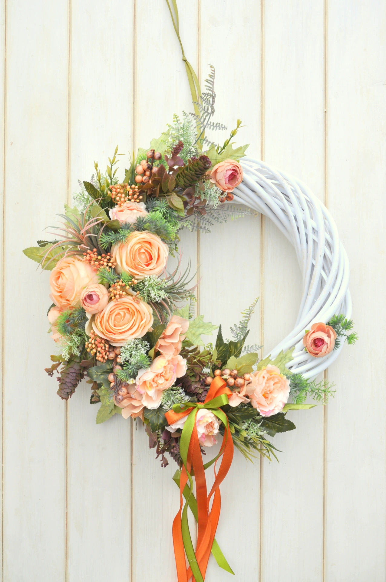 Veniec v oranžových odtieňoch, s kvetinami 3