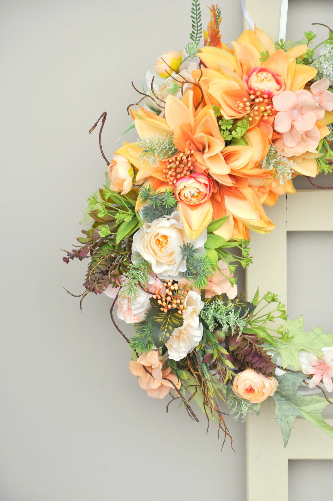 Veniec v oranžových odtieňoch, s kvetinkami 2