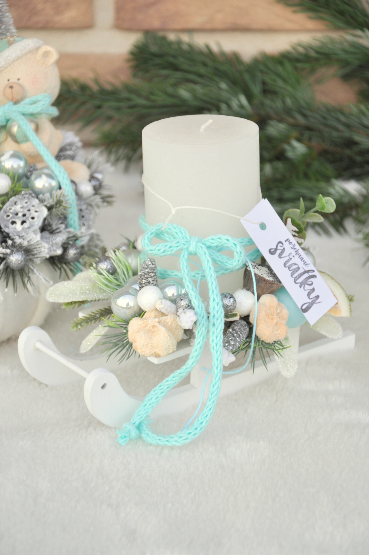 vianočná sada, adventný veniec a sane so sviečkou 4