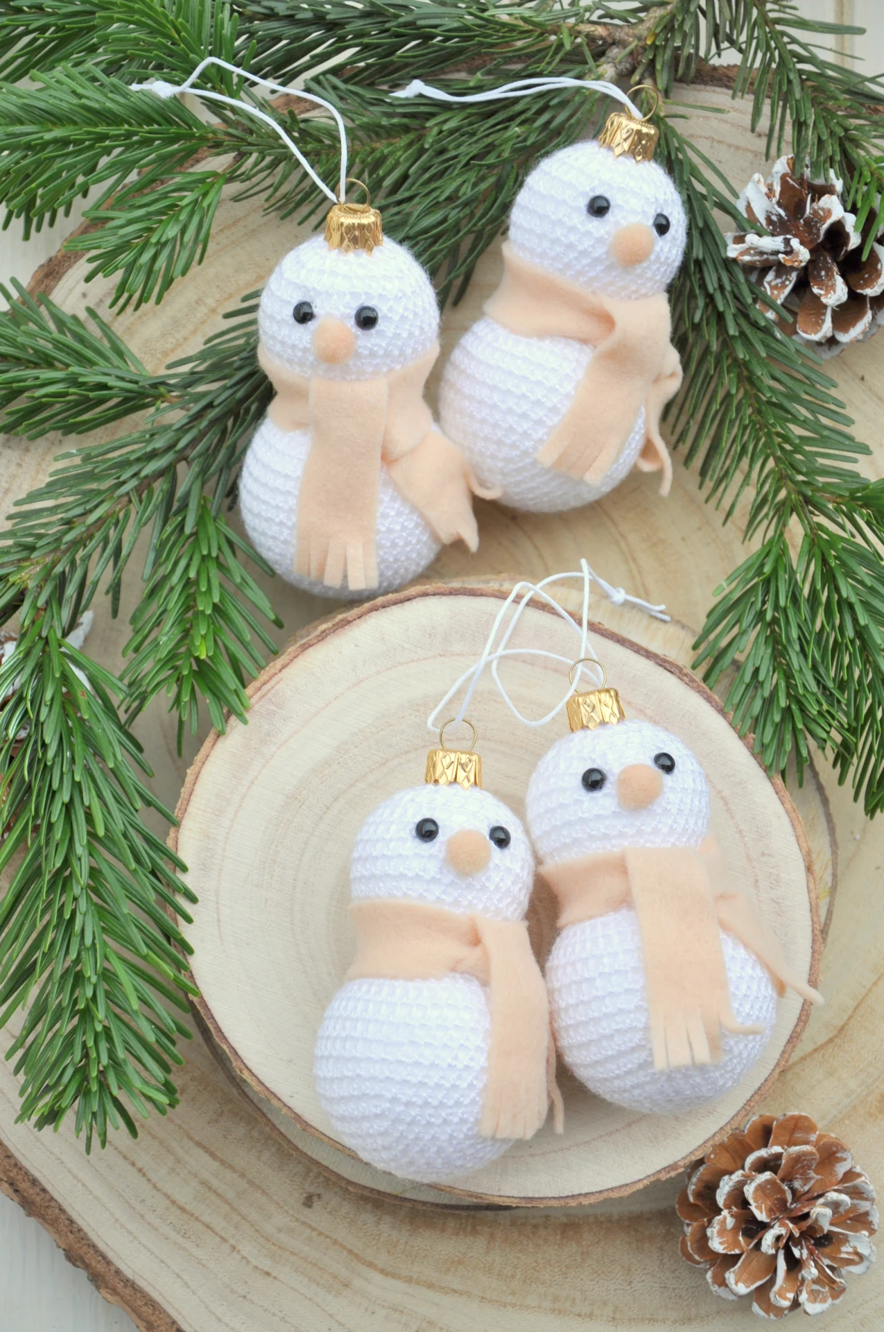 háčkovaný snehuliak, béžový 2