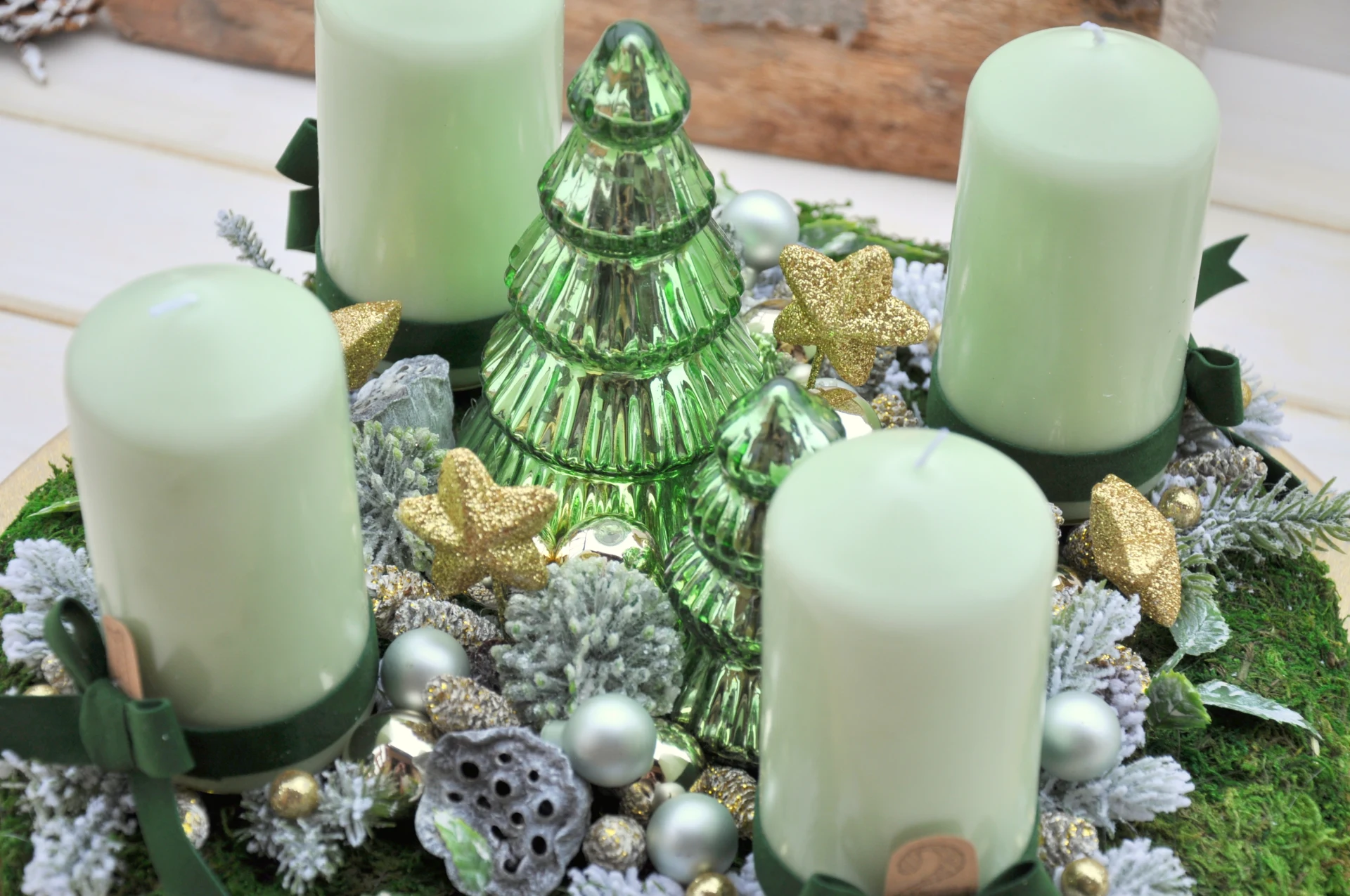 adventný podnos, v zelenom-zlatom prevedení 3