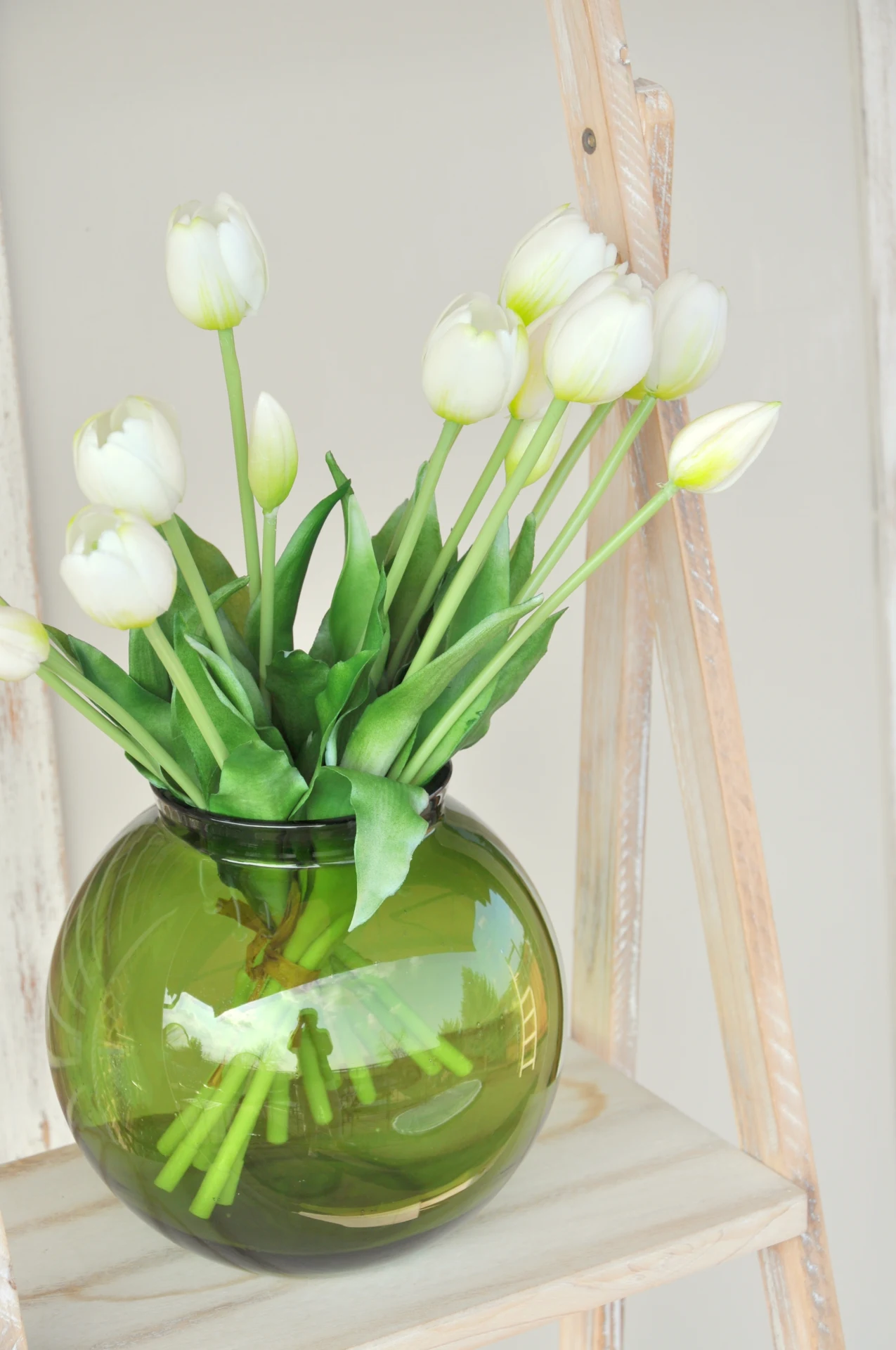 Kytica bielych tulipánov, umelá, zväzok 5kusov