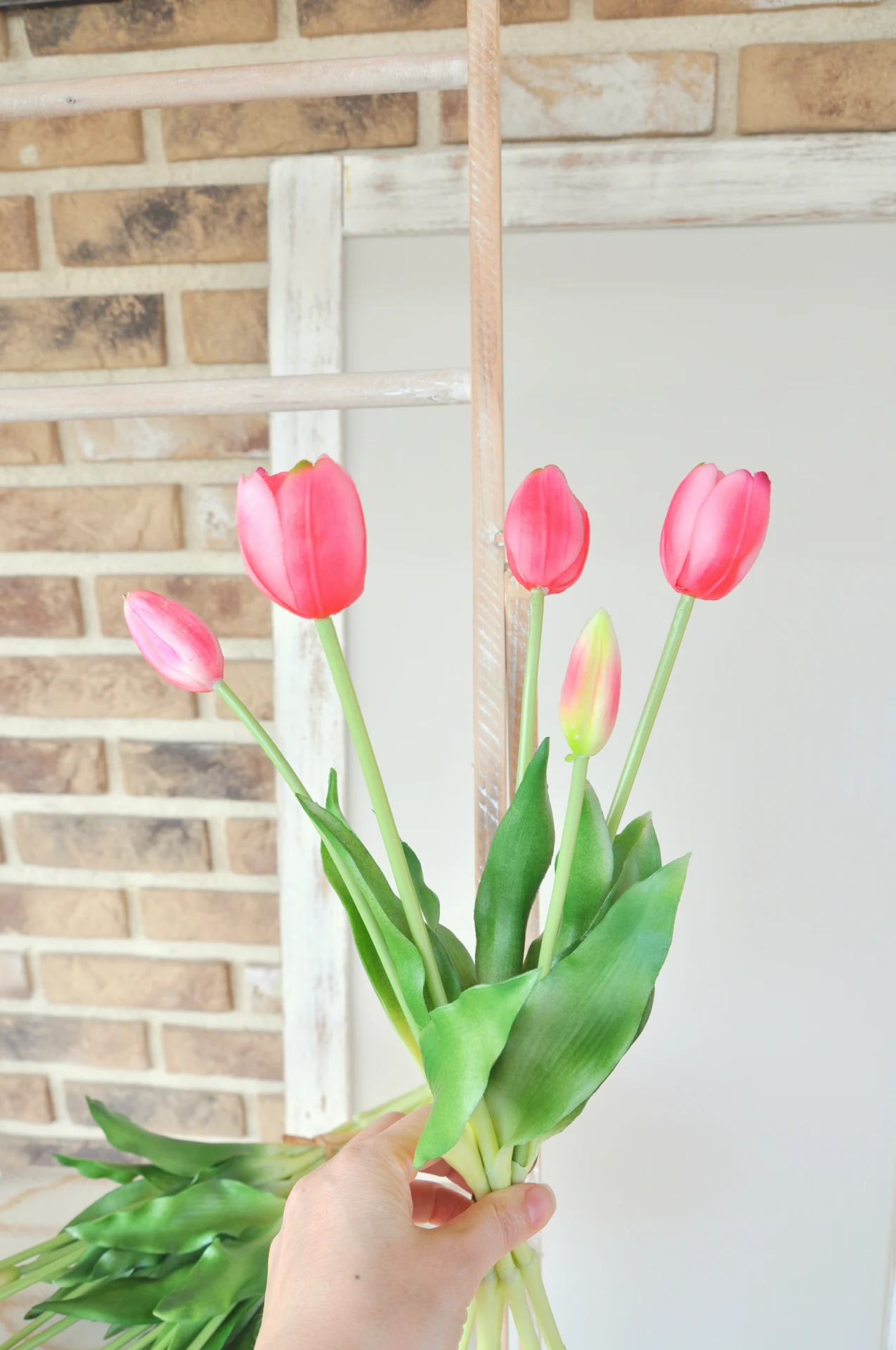 Kytica ružových tulipánov, umelá, zväzok 5kusov 4