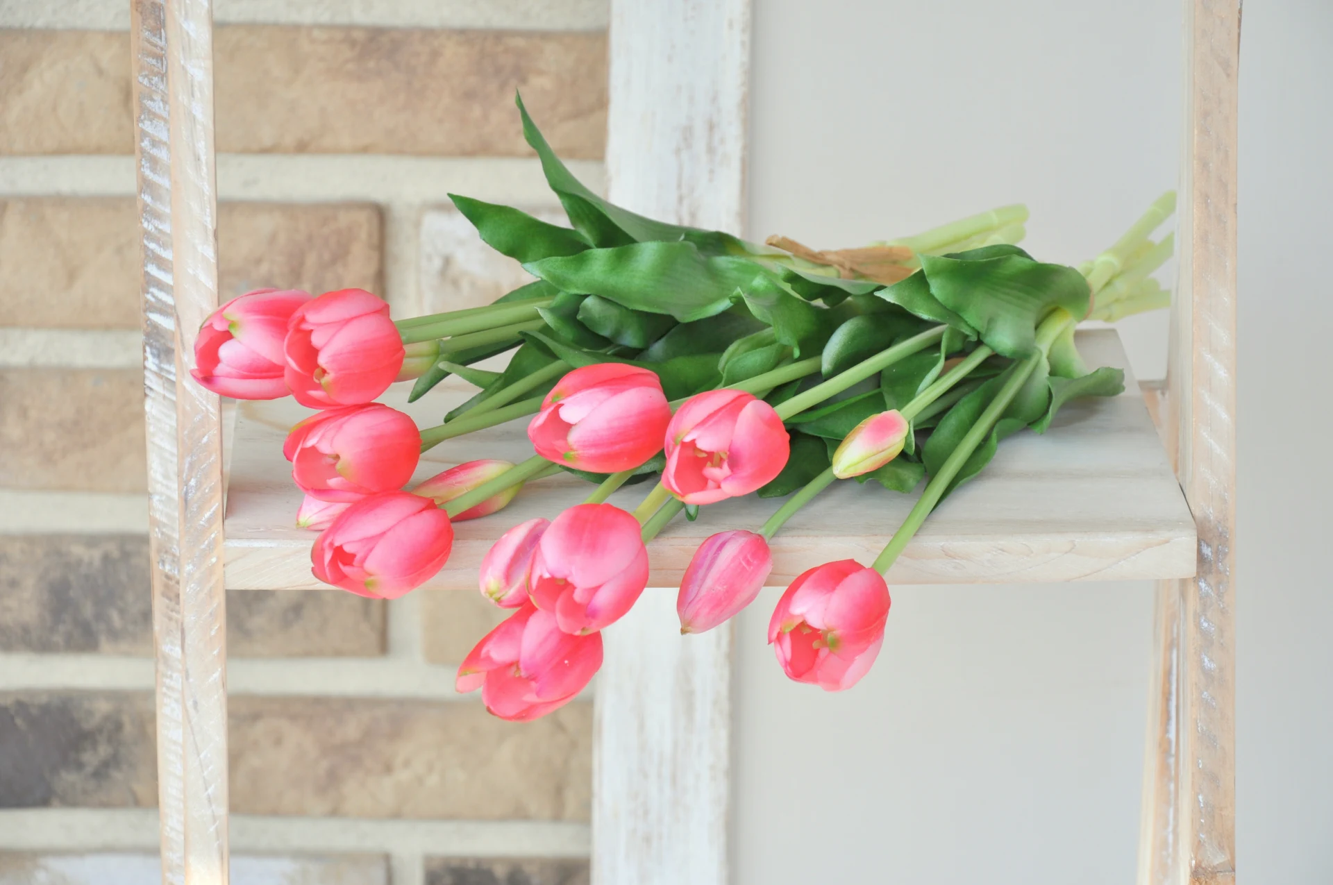 Kytica ružových tulipánov, umelá, zväzok 5kusov 5