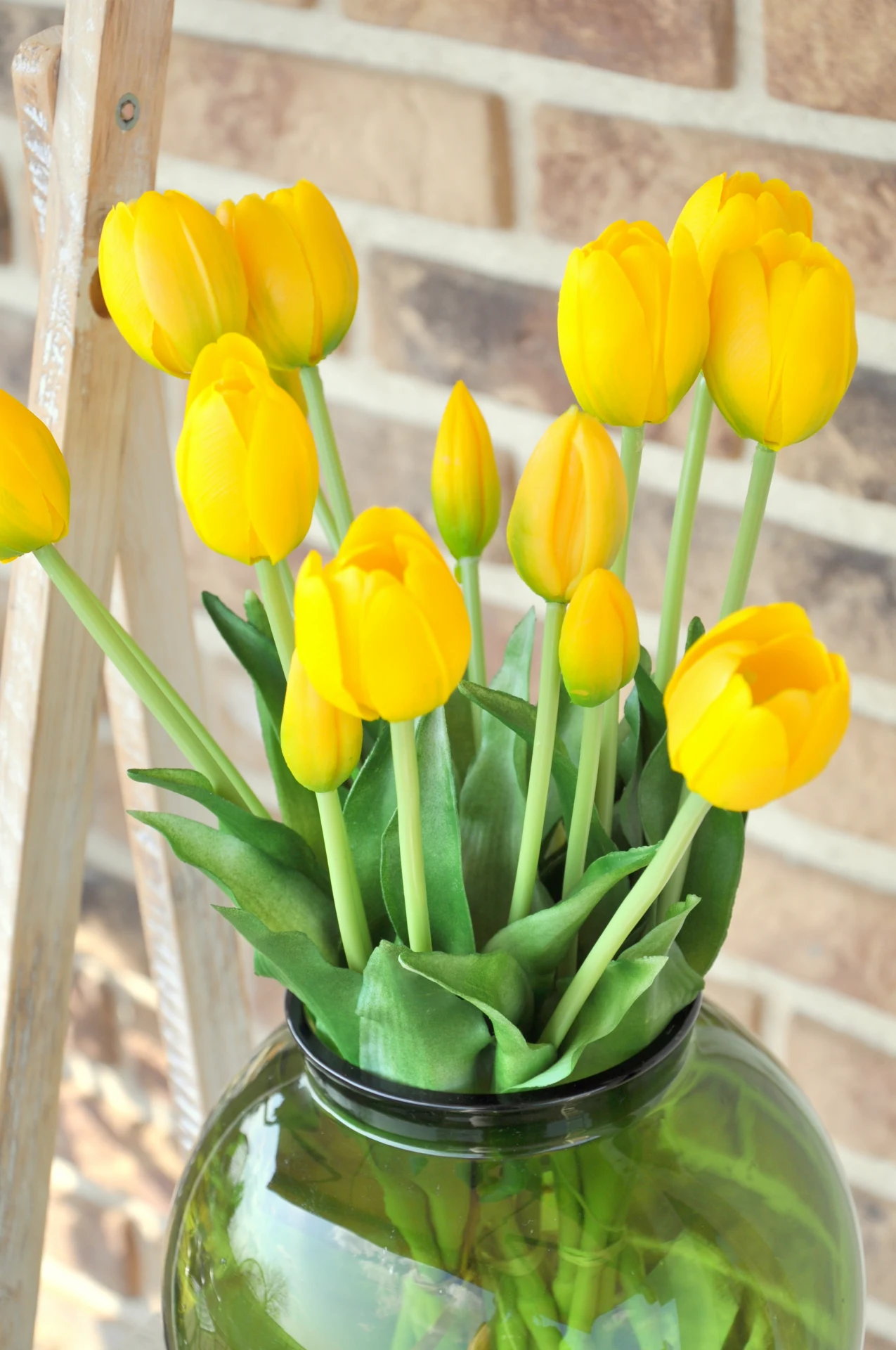 Kytica žltých tulipánov, umelá, zväzok 5kusov 2