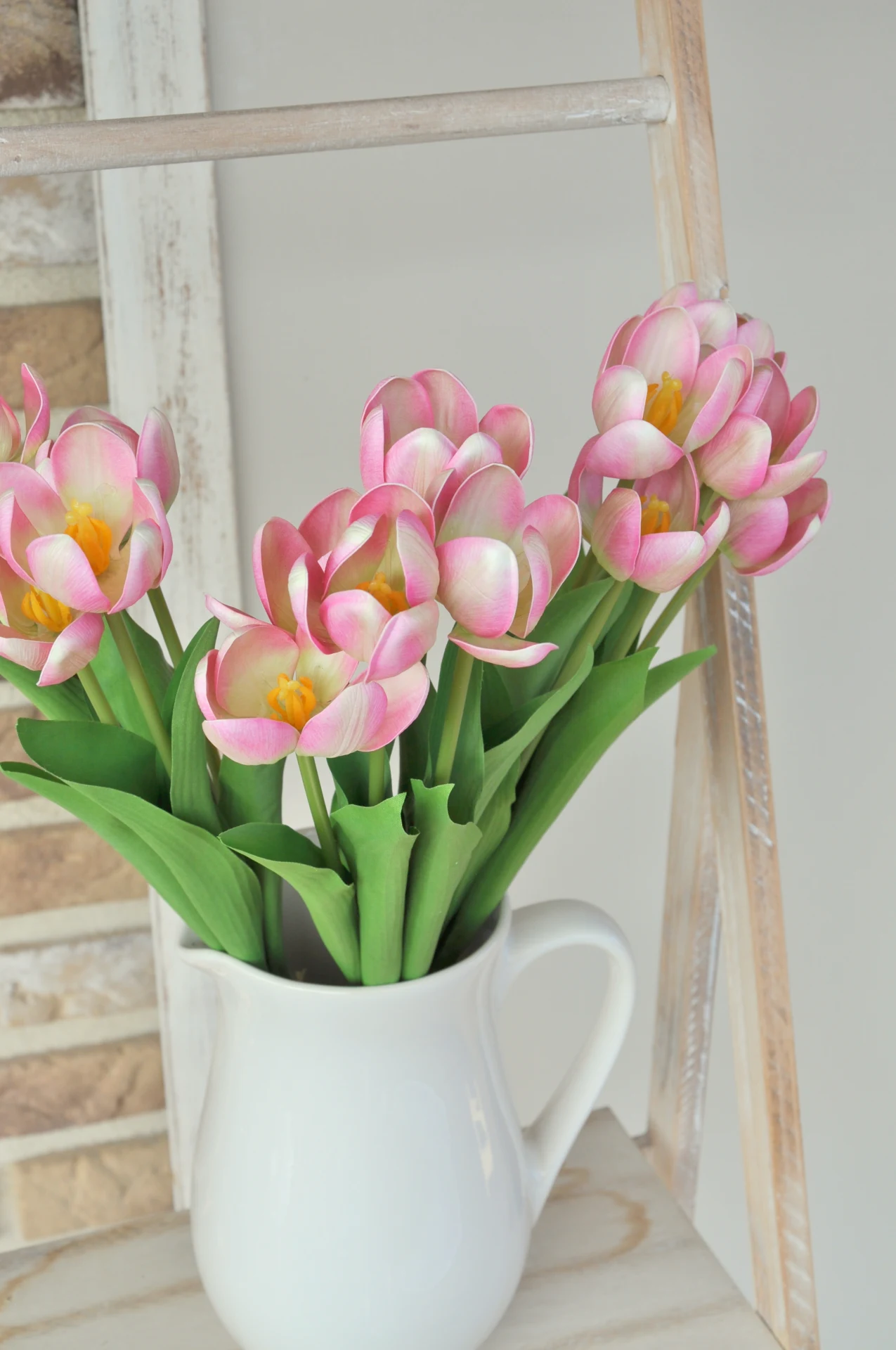 Kytica rozkvitnutých tulipánov, umelá, zväzok 5kusov, ružový 2