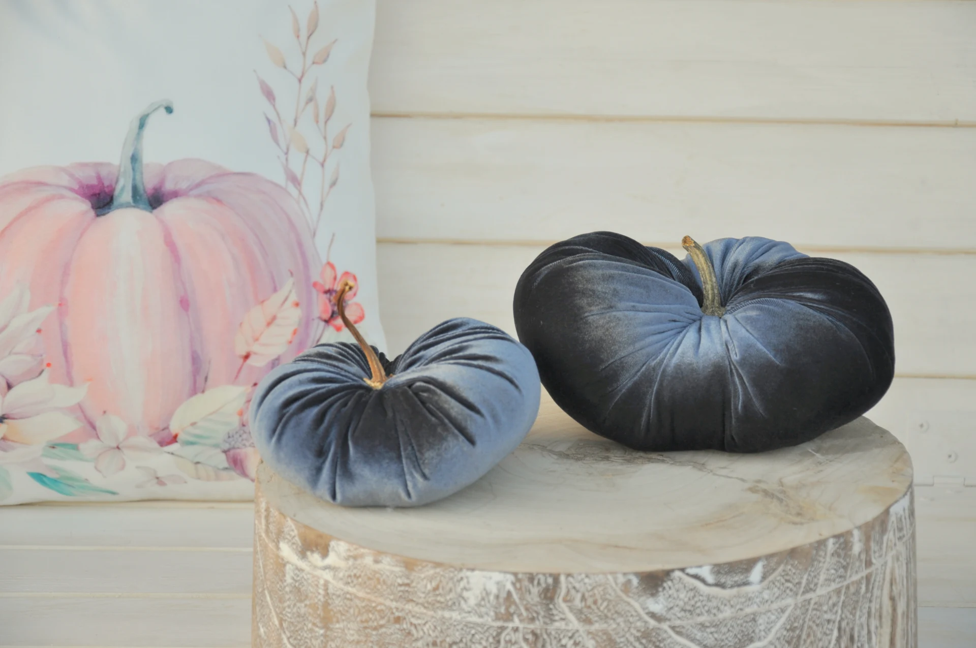 Zamatové tekvičky Klementínky, deluxe lesklé, sada 2kusov