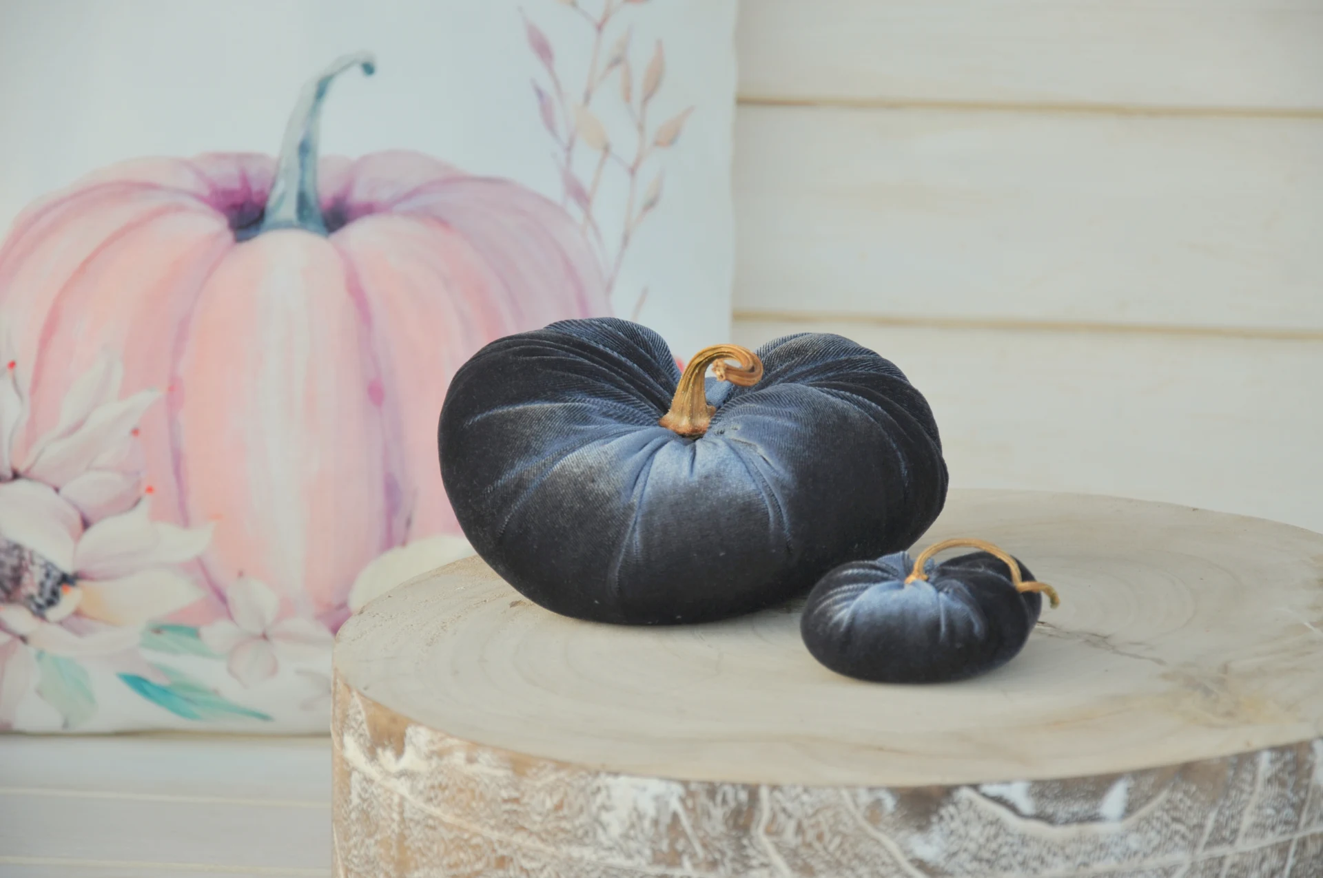 Zamatové tekvičky Maríny, deluxe lesklé, sada 2kusov 2