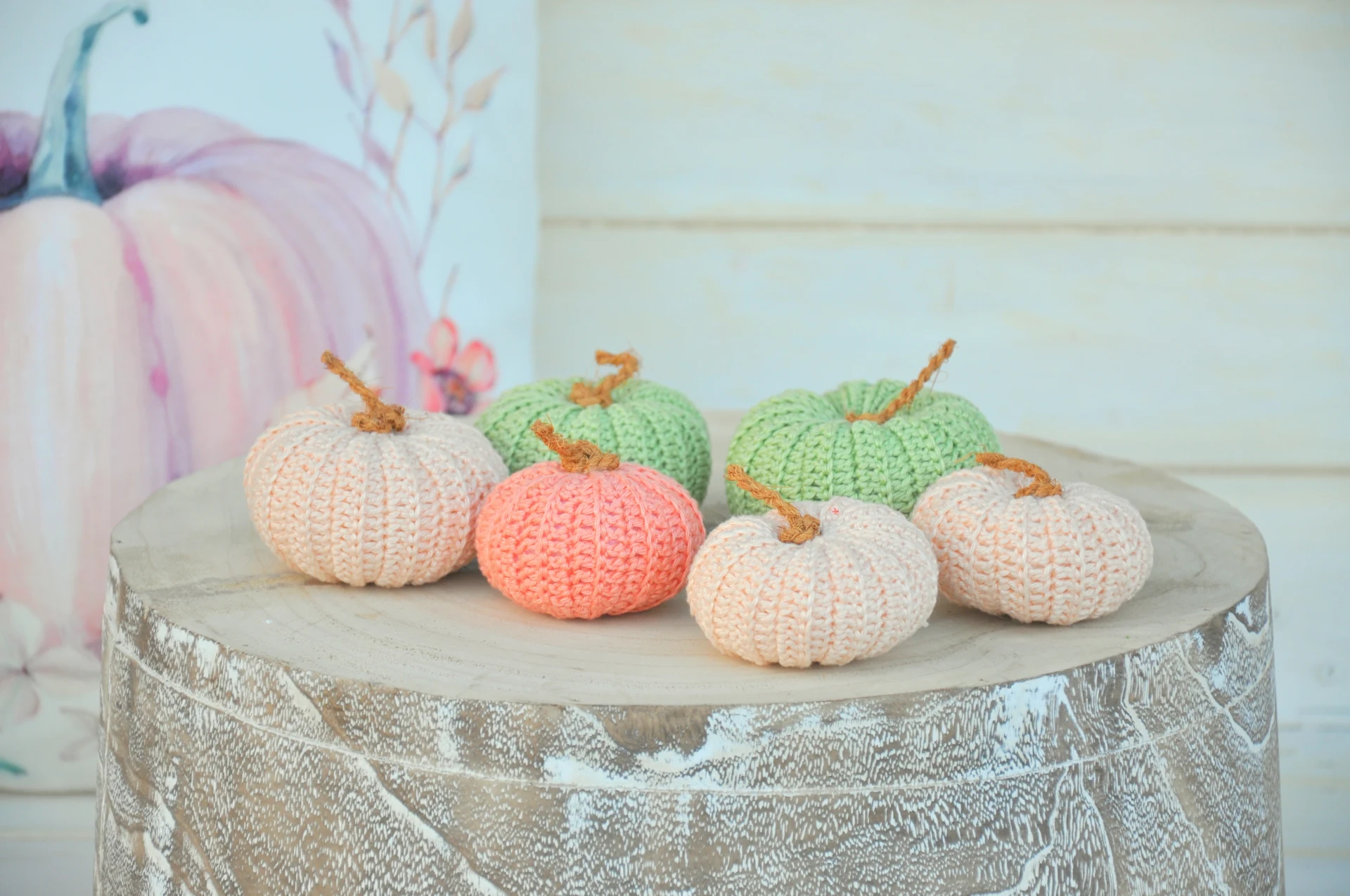 Háčkované tekvičky, sada 6kusov