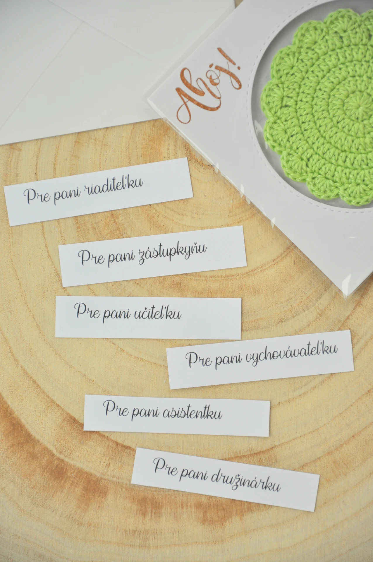 Zelená podšálka, otvárací pozdrav s obálkou 2