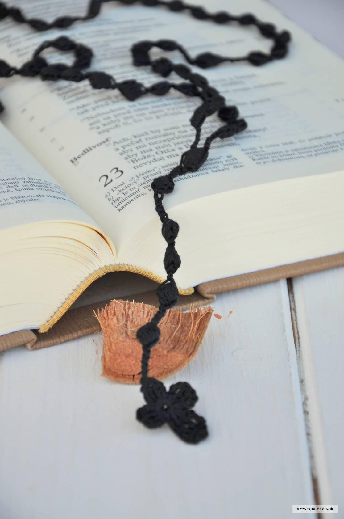 Háčkovaný ruženček, čierny 2