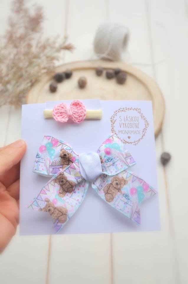 Mašľa na pinetke a gumička, sada2