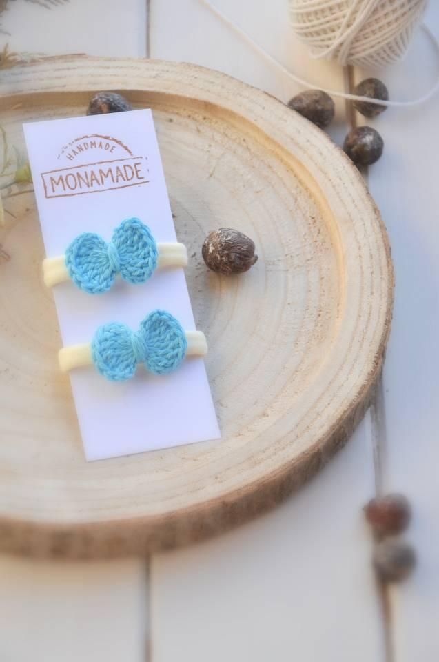 Gumičky do vlasov, modré mašličky, 2kusy 2